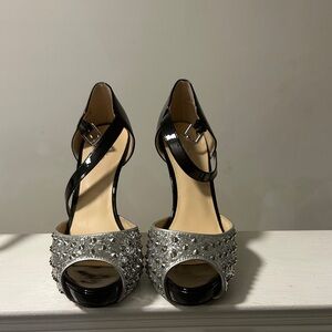 Aldo Black and Silver Studded Heels